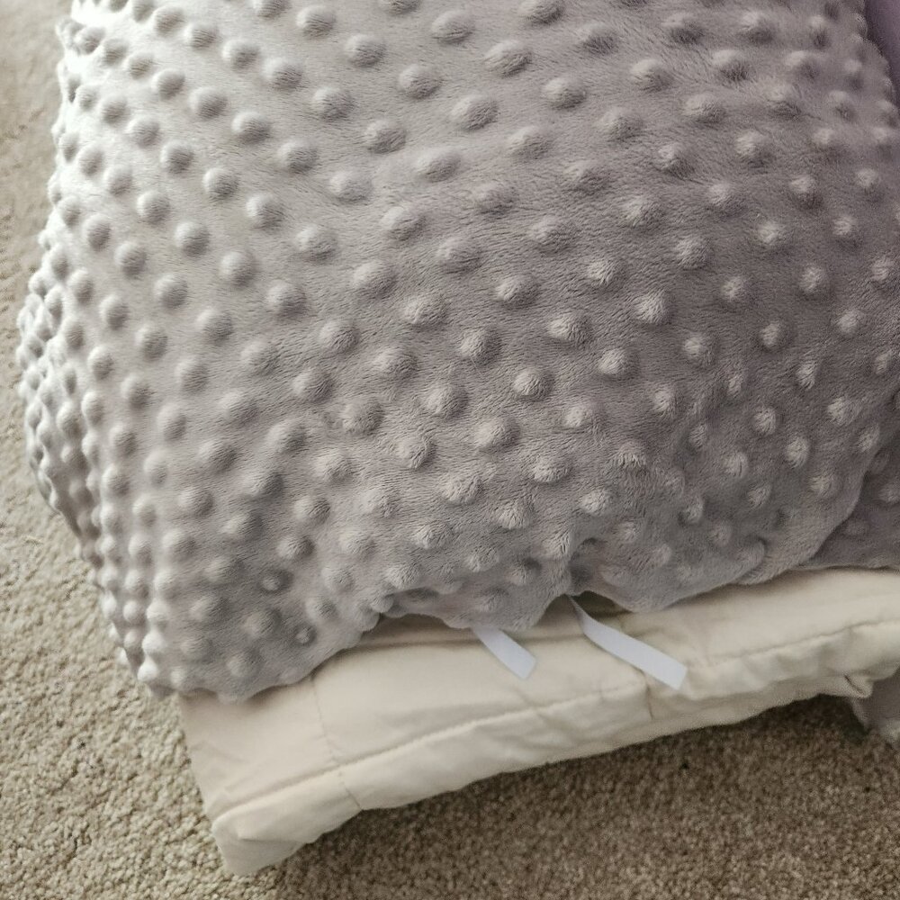 Luna Weighted blanket 15 lb 60 x 80 Beige with Gray Reversible Cover Both New - Picture 6 of 11